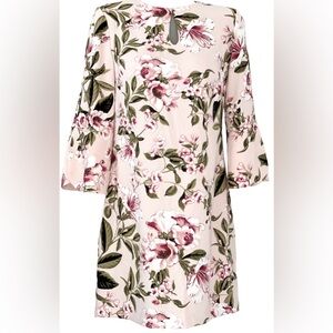 White House Black Market Women's Size 8 Pink Floral Shift Dress Petal Sleeve
